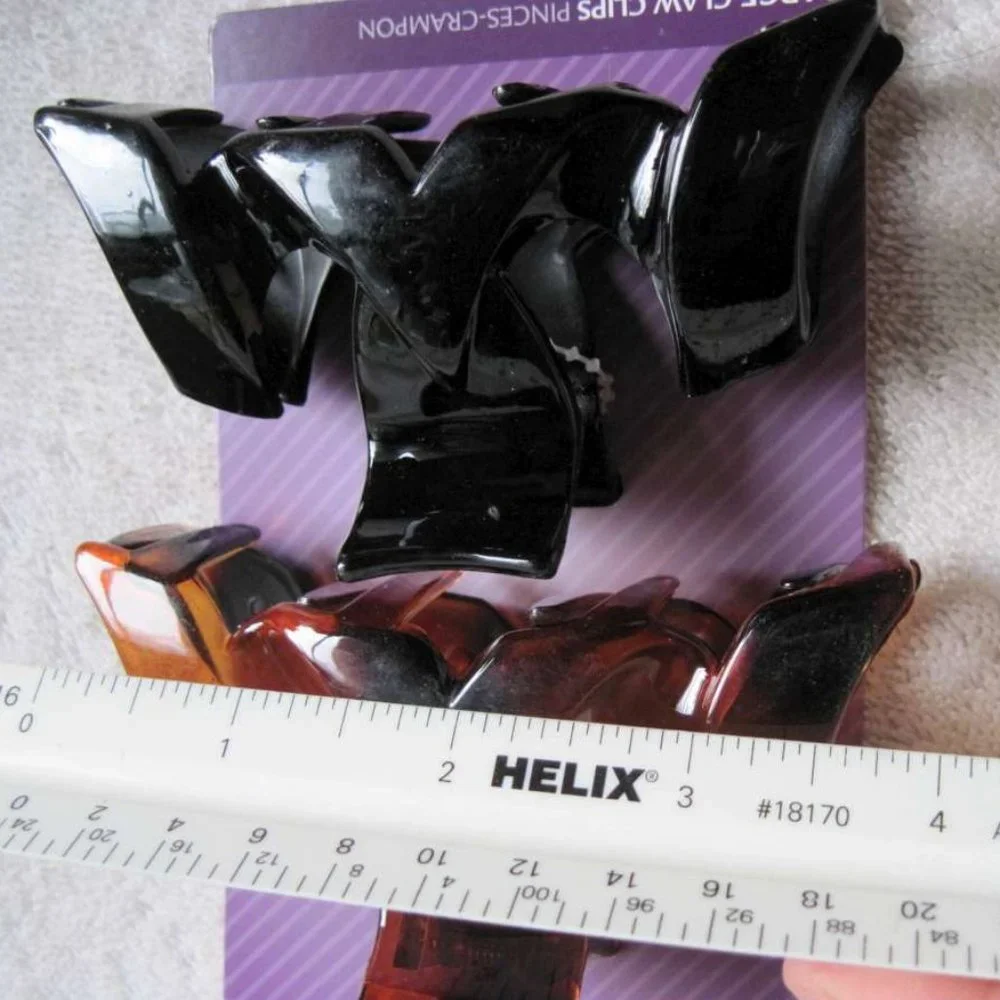 2 Goody Large Plastic Weave Hair Claw Clips Jaw Styling Fashion Black Tortoise
